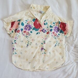 Cal Togs Vtg 1980's Ebroidered Flowered Shirt, Women's Sz M, Made in California